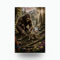 Bigfoot Rescues Fawn Metal Sign Bigfoot Aluminum Sign — front view on white background