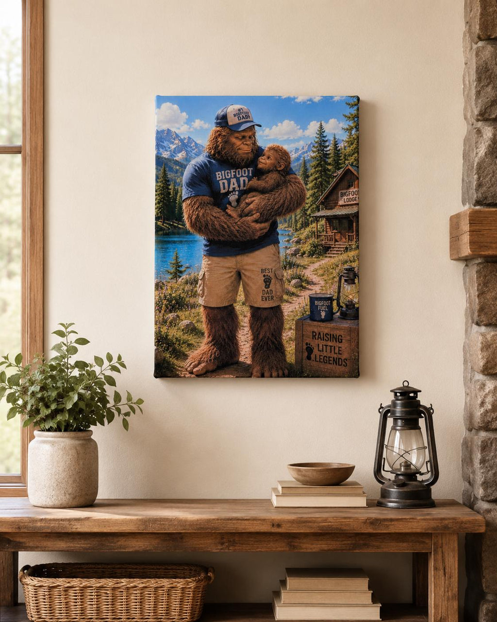 Dad Bigfoot Canvas Print Canvas Print — front view on white background