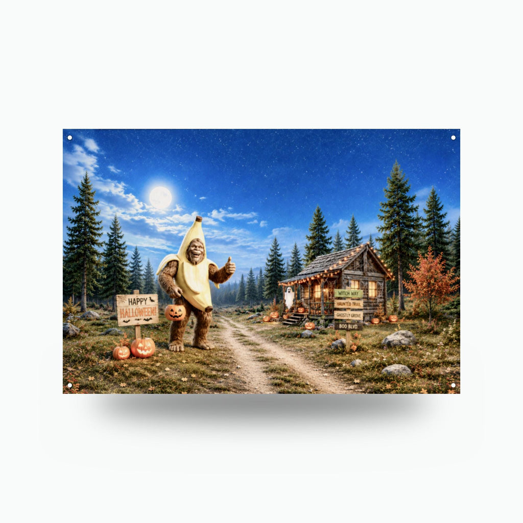 Halloween Bigfoot Metal Sign Bigfoot Aluminum Sign — front view on white background