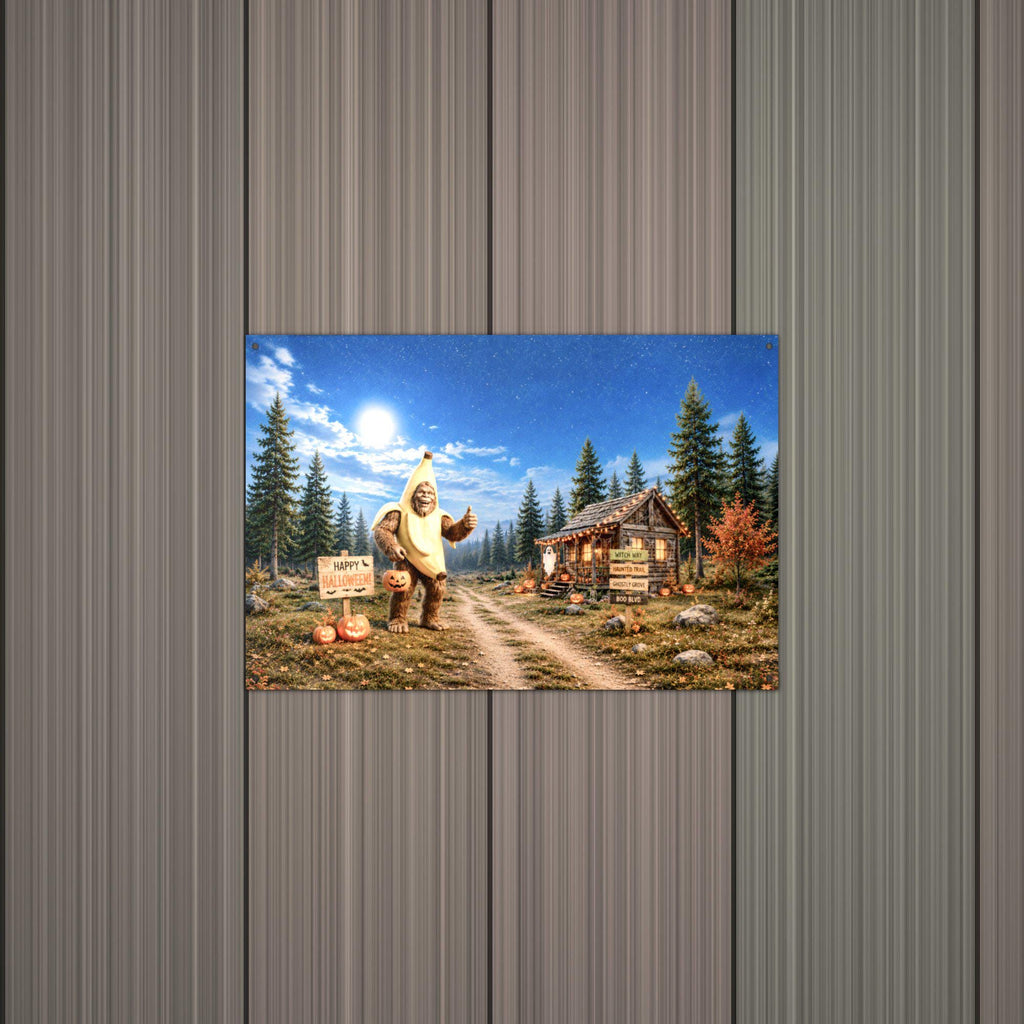 Halloween Bigfoot Metal Sign Bigfoot Aluminum Sign — alternate angle
