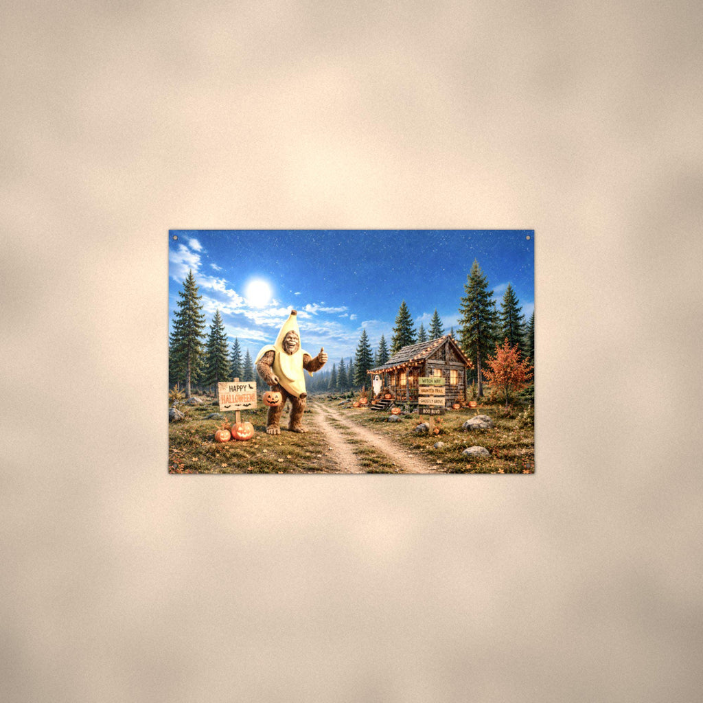 Halloween Bigfoot Metal Sign Bigfoot Aluminum Sign — alternate angle