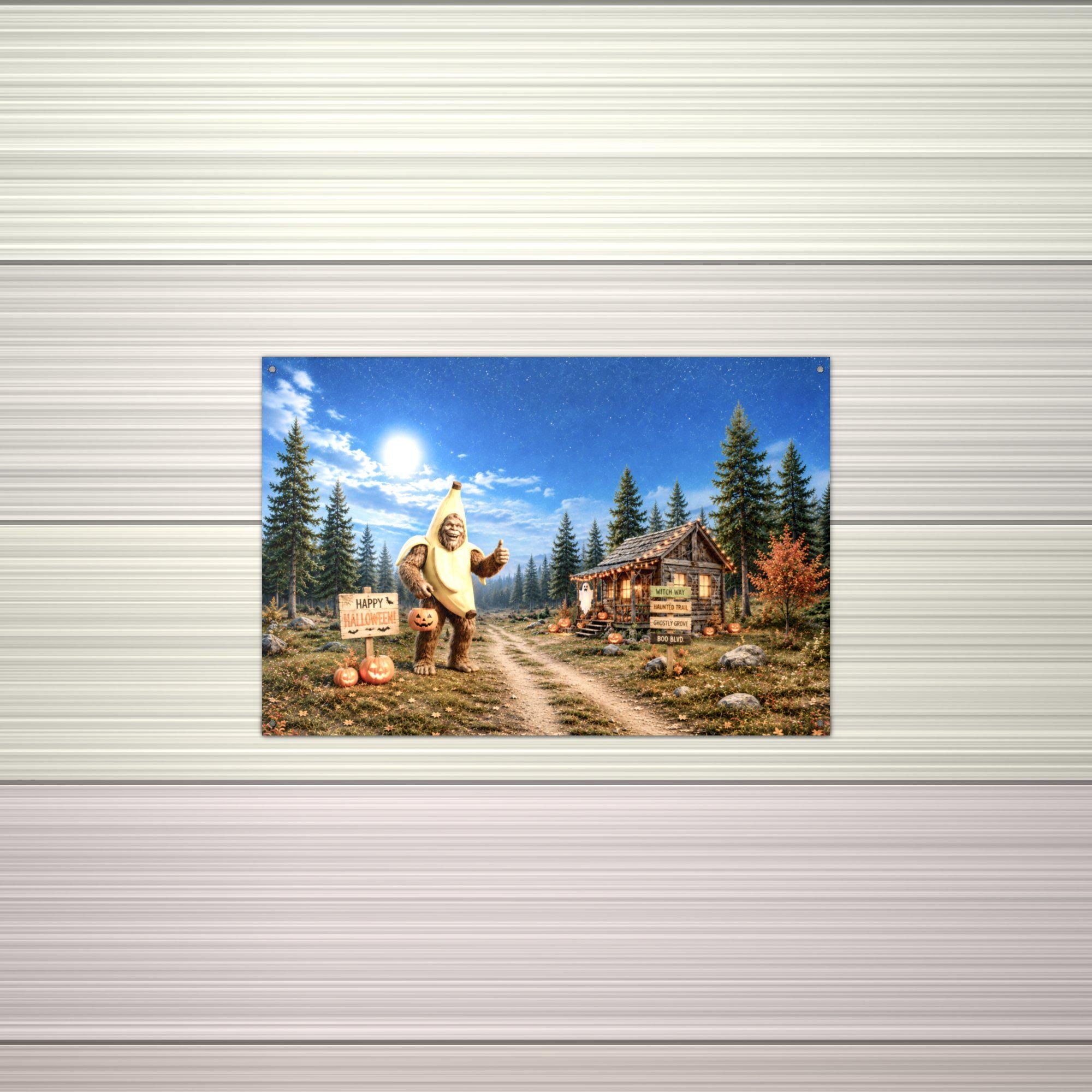Halloween Bigfoot Metal Sign Bigfoot Aluminum Sign — alternate angle