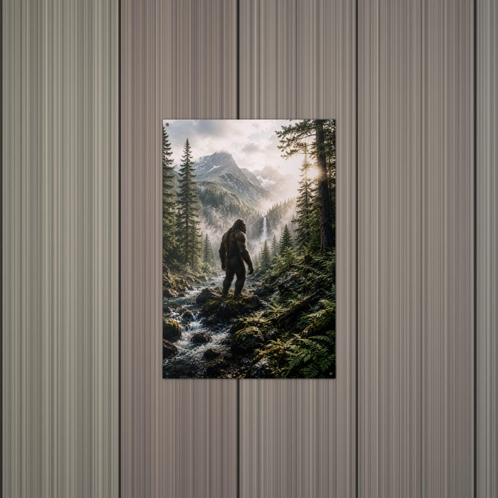 Waterfall Valley Bigfoot Metal Sign Bigfoot Aluminum Sign — alternate angle