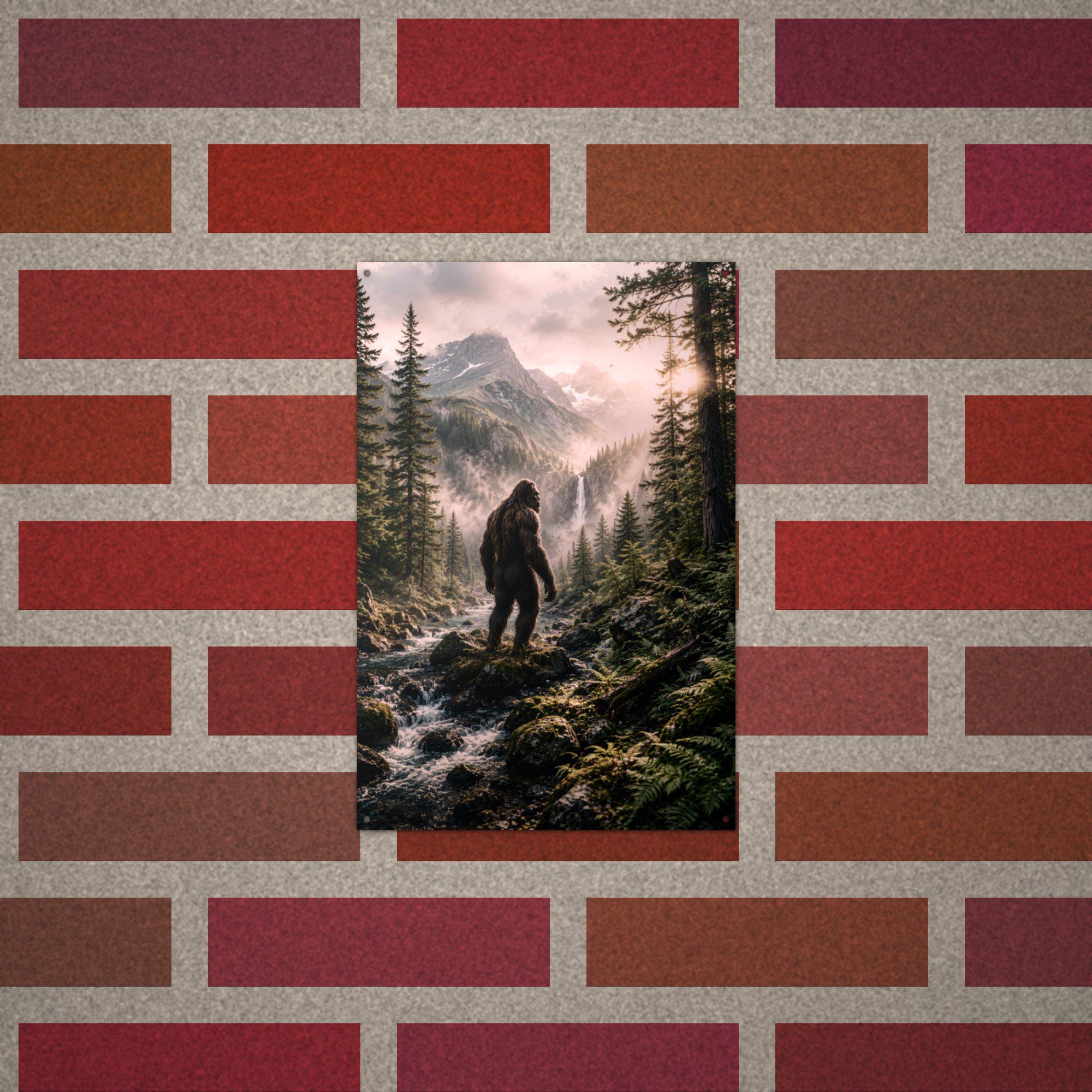 Waterfall Valley Bigfoot Metal Sign Bigfoot Aluminum Sign — alternate angle
