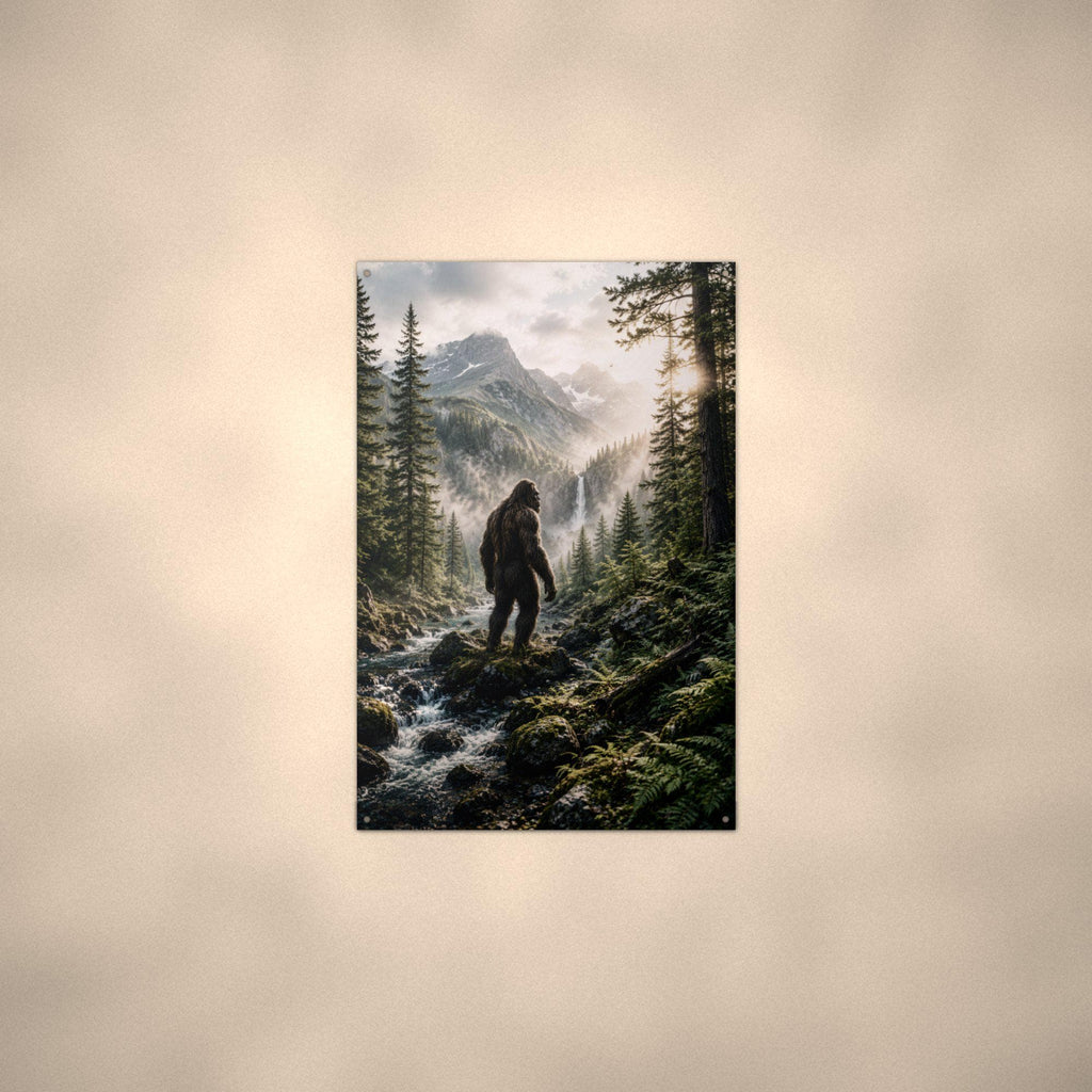 Waterfall Valley Bigfoot Metal Sign Bigfoot Aluminum Sign — alternate angle