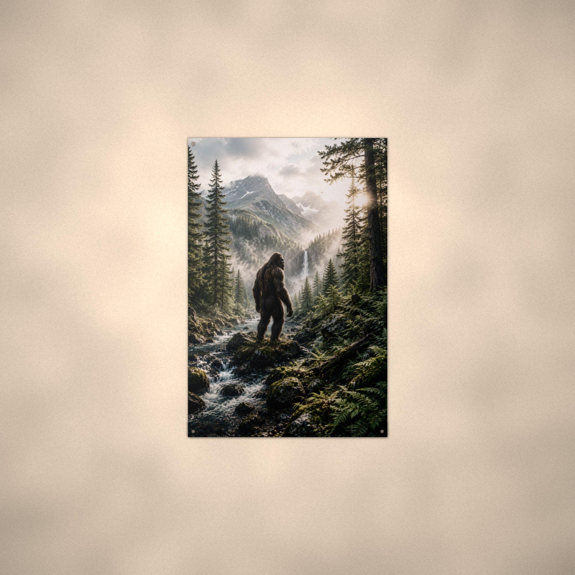 Waterfall Valley Bigfoot Metal Sign Bigfoot Aluminum Sign — alternate angle