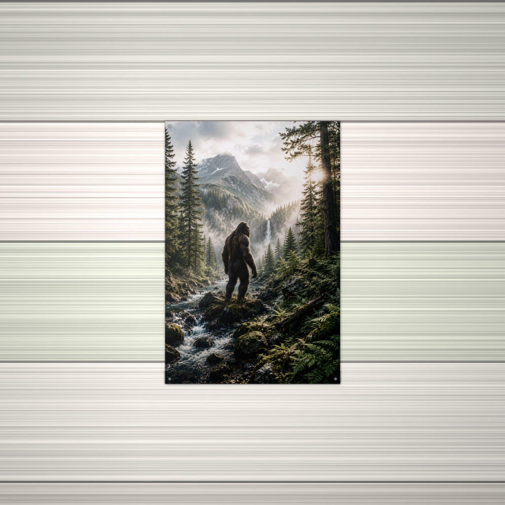 Waterfall Valley Bigfoot Metal Sign Bigfoot Aluminum Sign — alternate angle