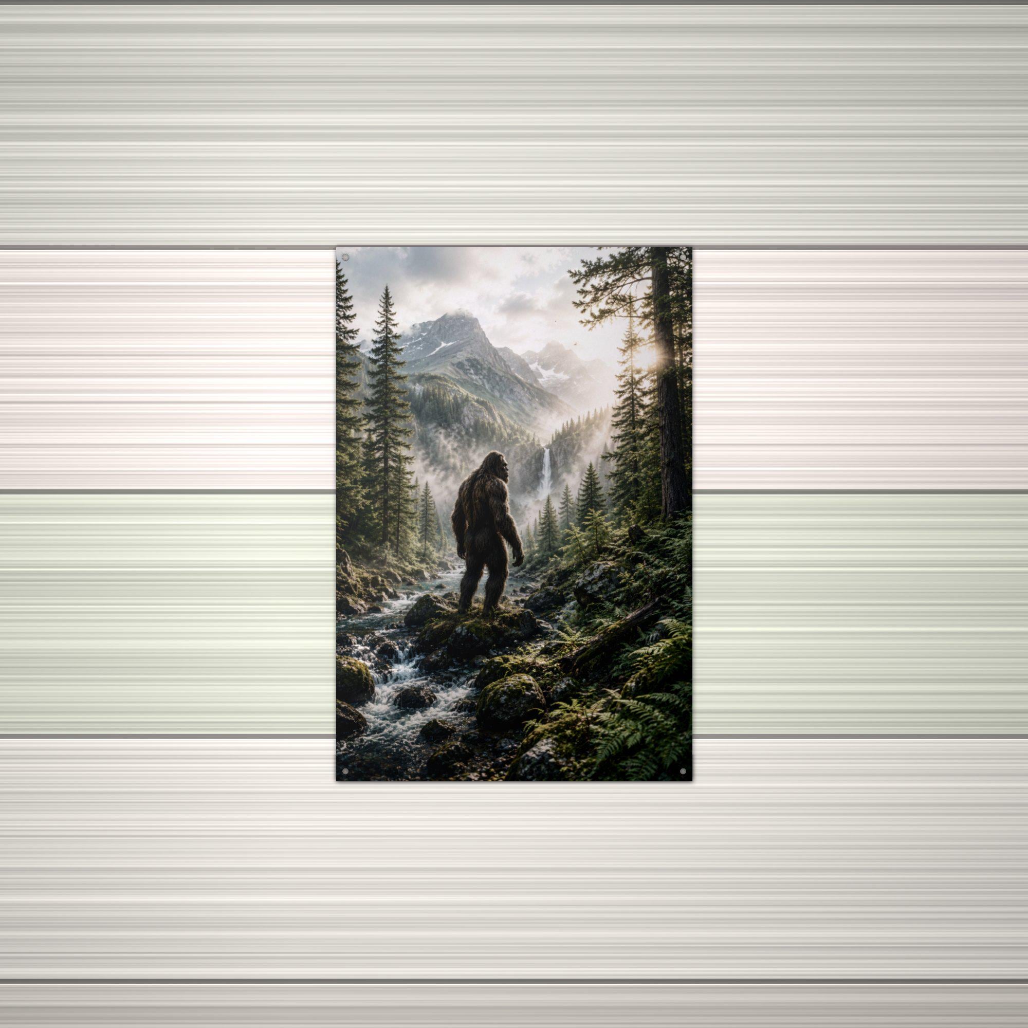 Waterfall Valley Bigfoot Metal Sign Bigfoot Aluminum Sign — alternate angle