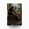Bigfoot Rescuing Moose Metal Sign Bigfoot Aluminum Sign — front view on white background