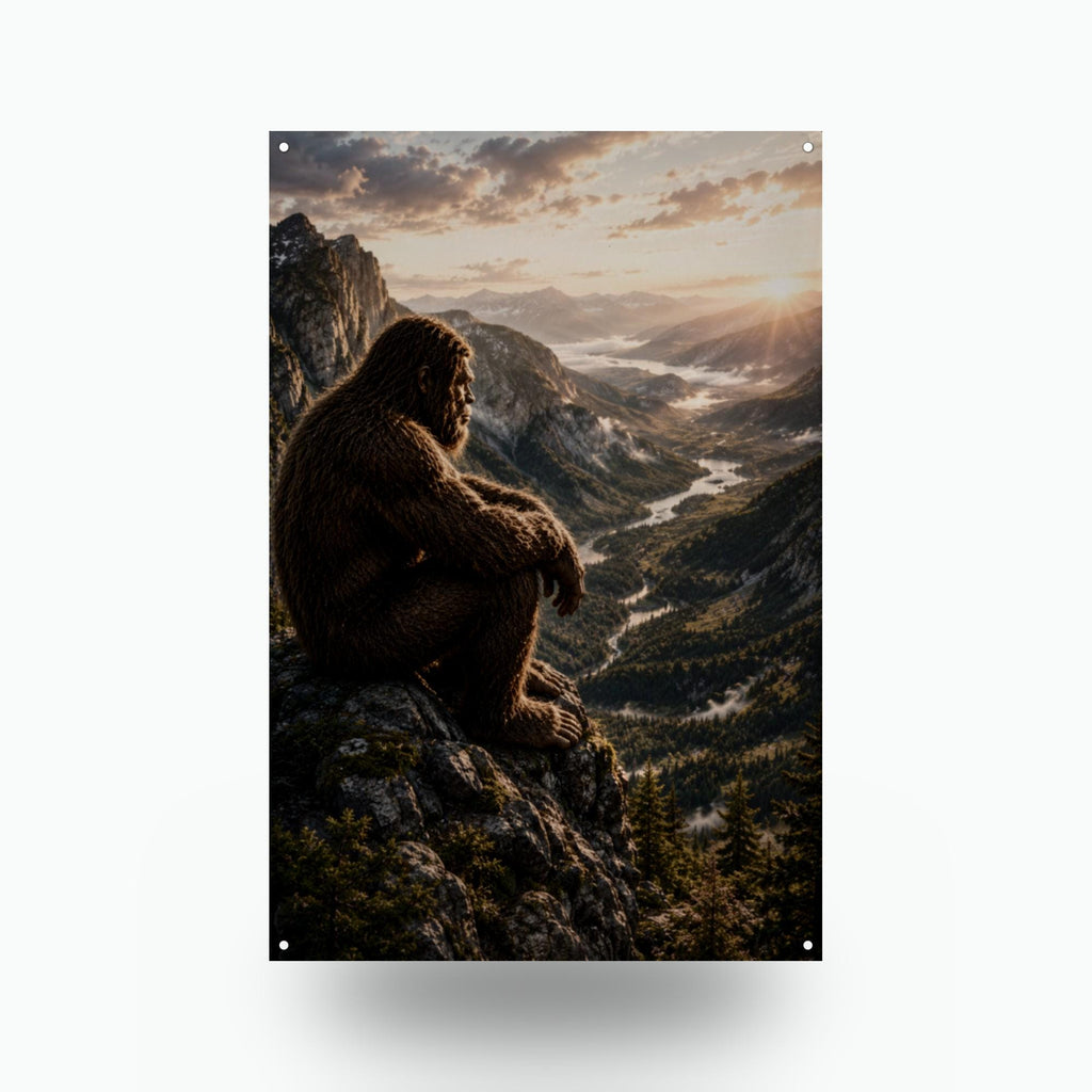 Mountain Overlook Bigfoot Metal Sign Bigfoot Aluminum Sign — front view on white background