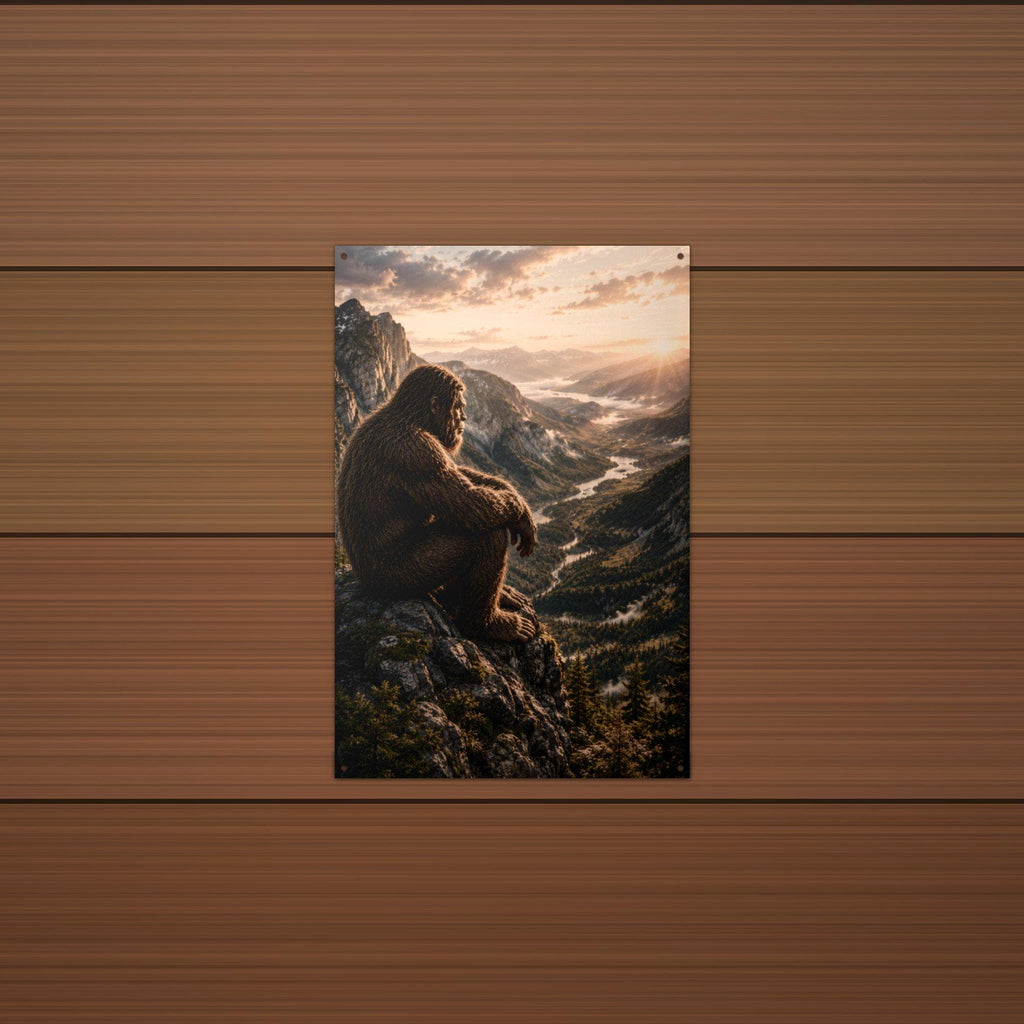 Mountain Overlook Bigfoot Metal Sign Bigfoot Aluminum Sign — detail view