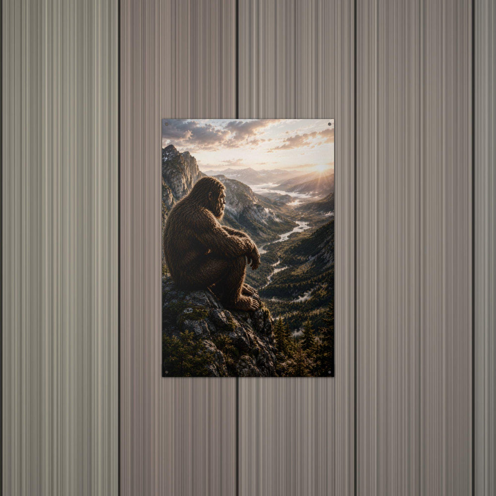 Mountain Overlook Bigfoot Metal Sign Bigfoot Aluminum Sign — alternate angle