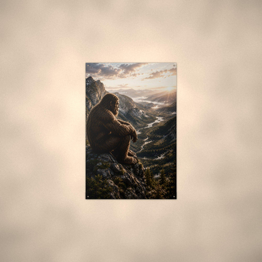 Mountain Overlook Bigfoot Metal Sign Bigfoot Aluminum Sign — alternate angle