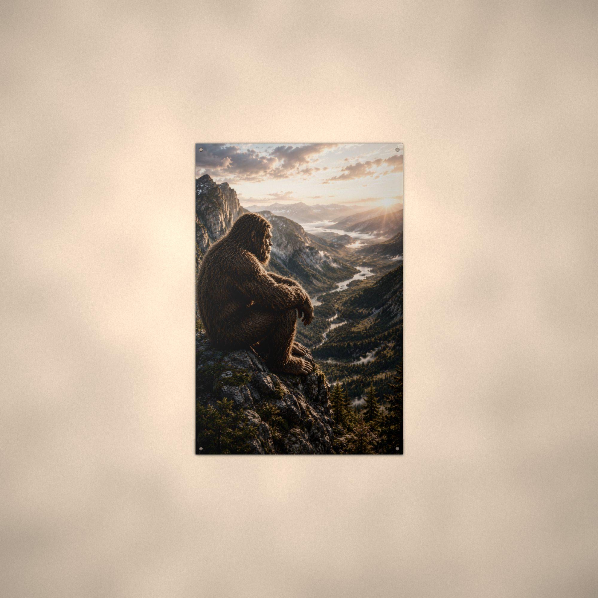 Mountain Overlook Bigfoot Metal Sign Bigfoot Aluminum Sign — alternate angle