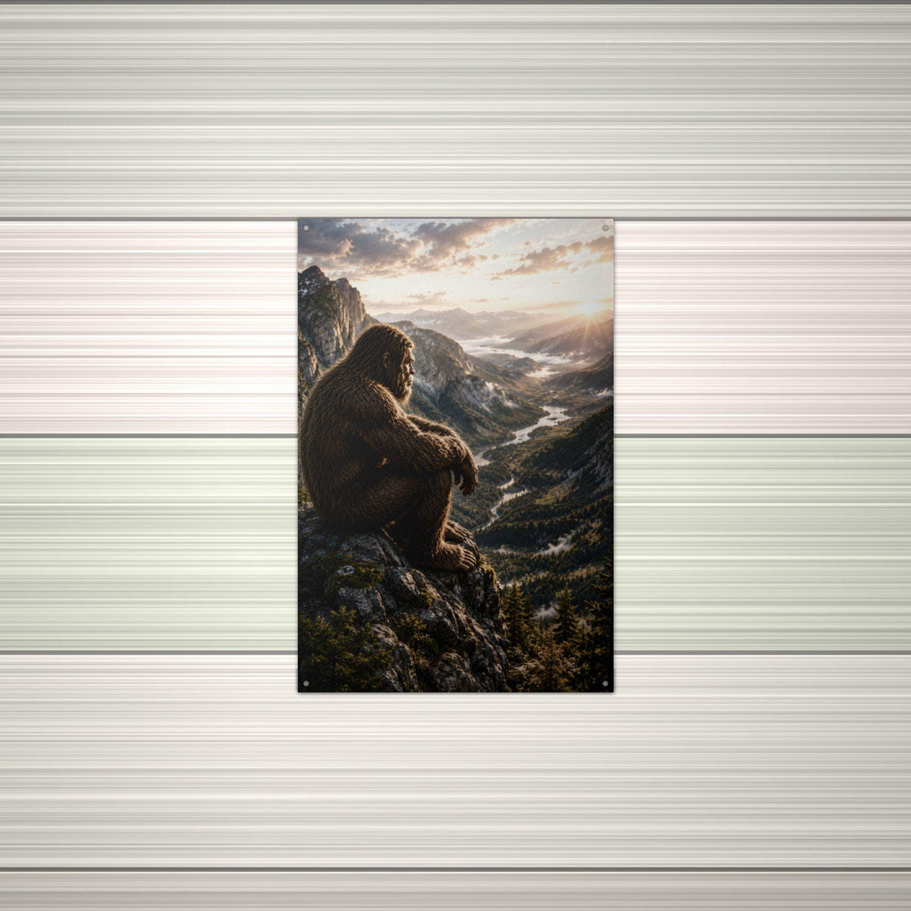 Mountain Overlook Bigfoot Metal Sign Bigfoot Aluminum Sign — alternate angle