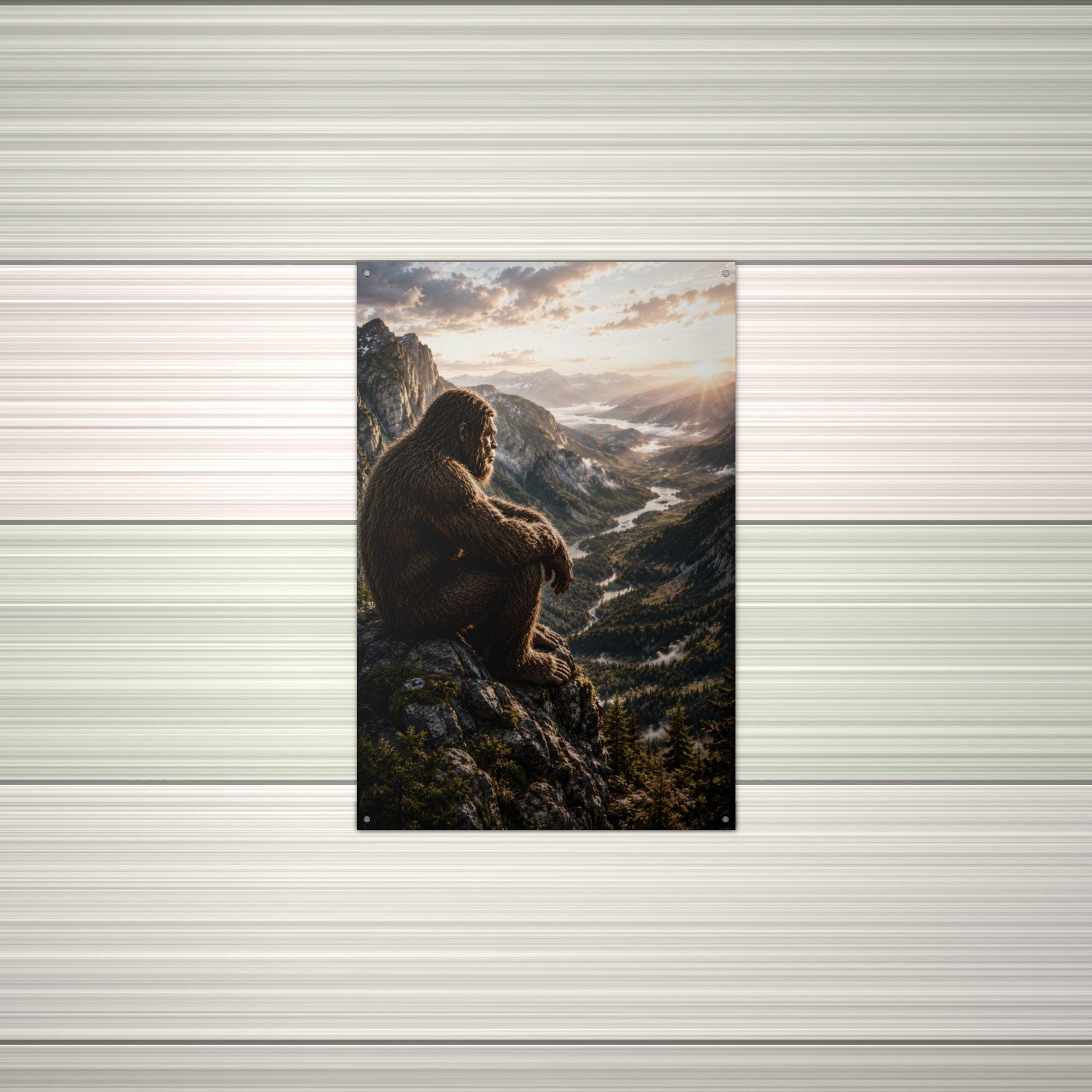 Mountain Overlook Bigfoot Metal Sign Bigfoot Aluminum Sign — alternate angle