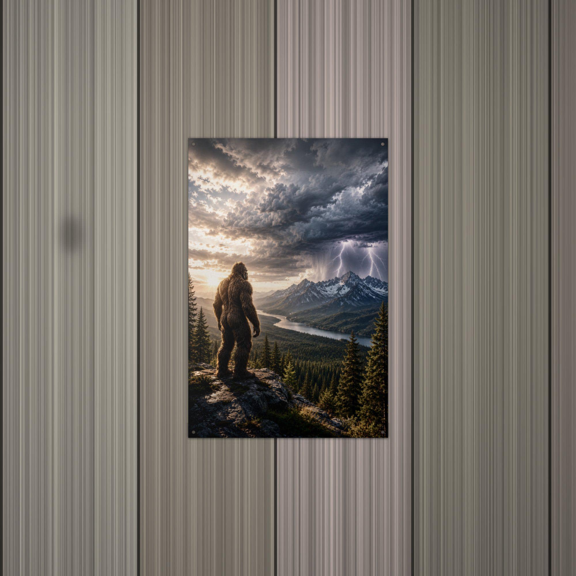 Storm Watcher Bigfoot Metal Sign Bigfoot Aluminum Sign — alternate angle