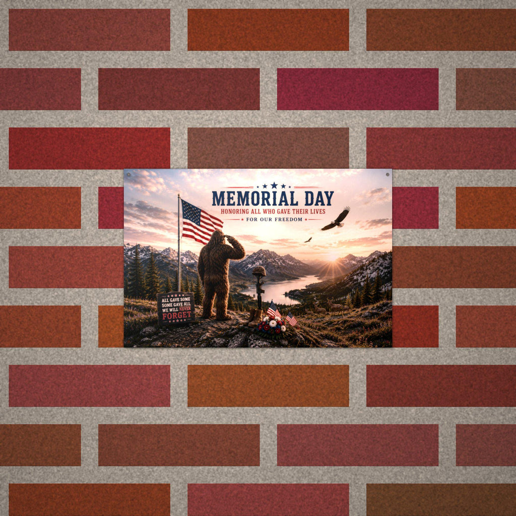 Memorial Day Bigfoot Metal Sign Bigfoot Aluminum Sign — alternate angle