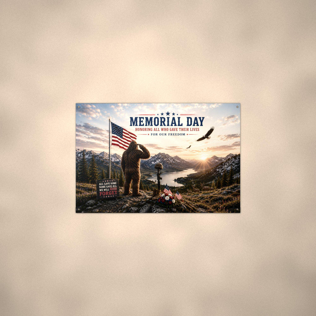 Memorial Day Bigfoot Metal Sign Bigfoot Aluminum Sign — alternate angle
