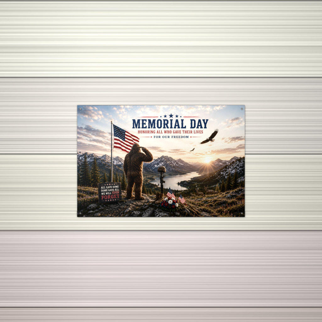Memorial Day Bigfoot Metal Sign Bigfoot Aluminum Sign — alternate angle