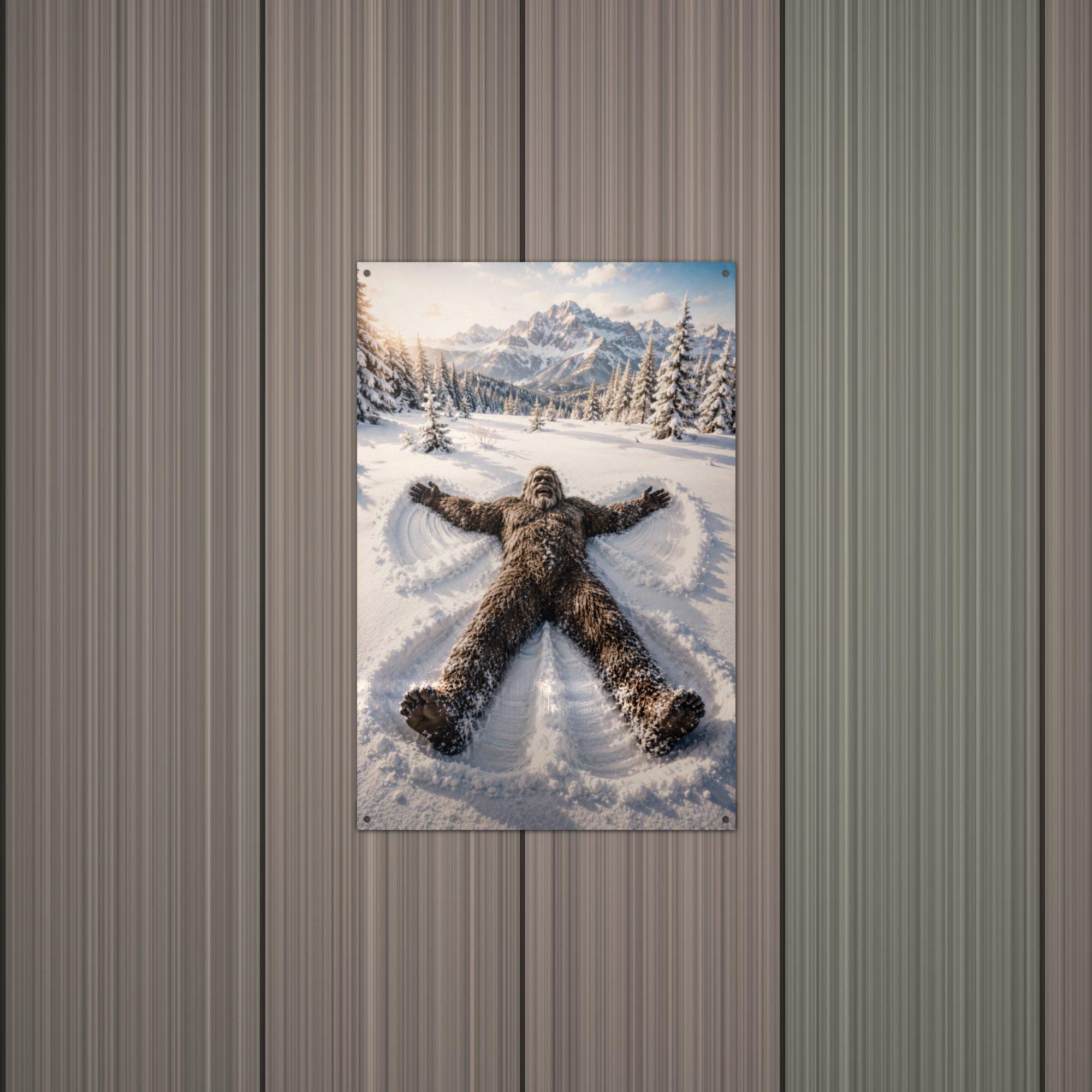 Snow Angel Bigfoot Metal Sign Bigfoot Aluminum Sign — alternate angle