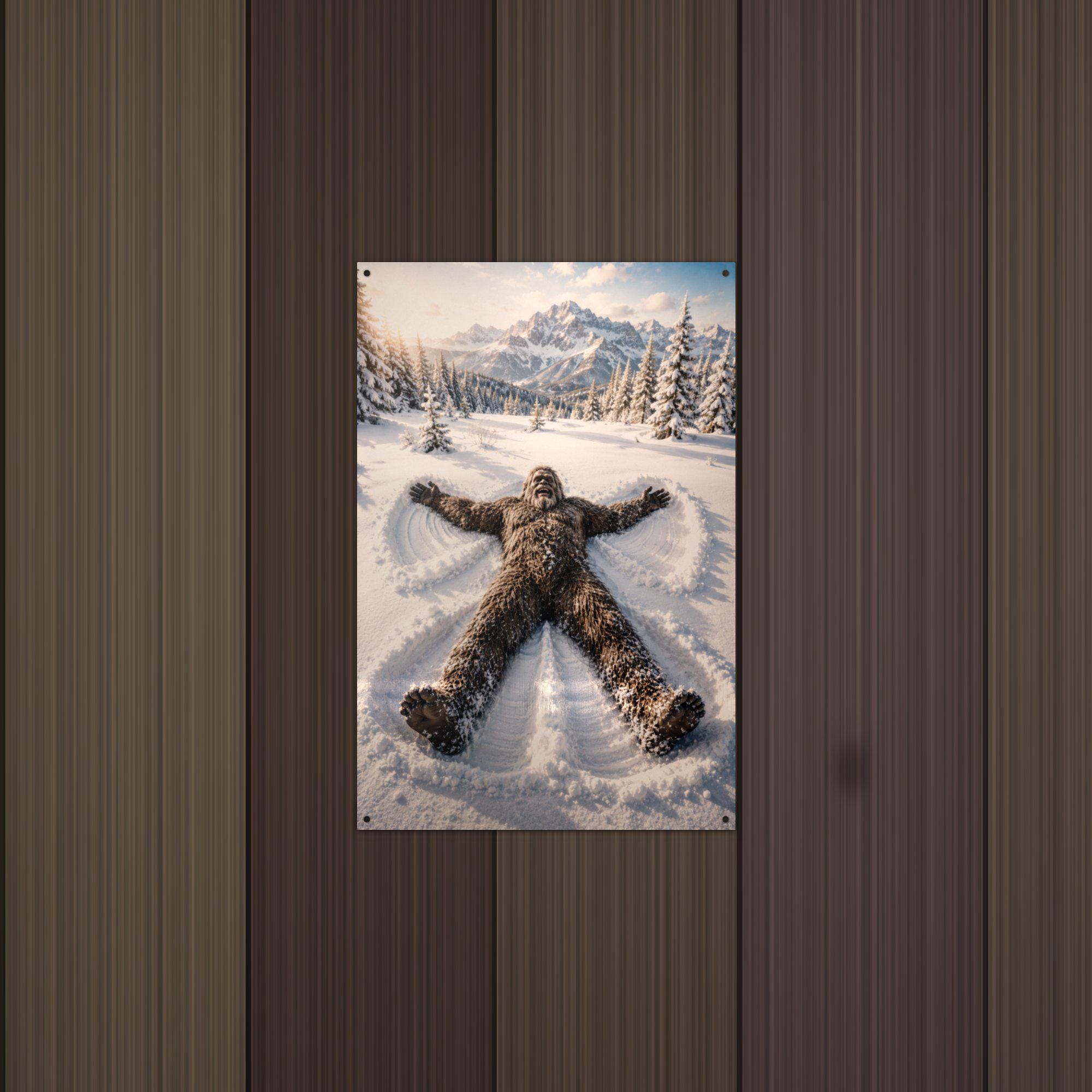 Snow Angel Bigfoot Metal Sign Bigfoot Aluminum Sign — alternate angle