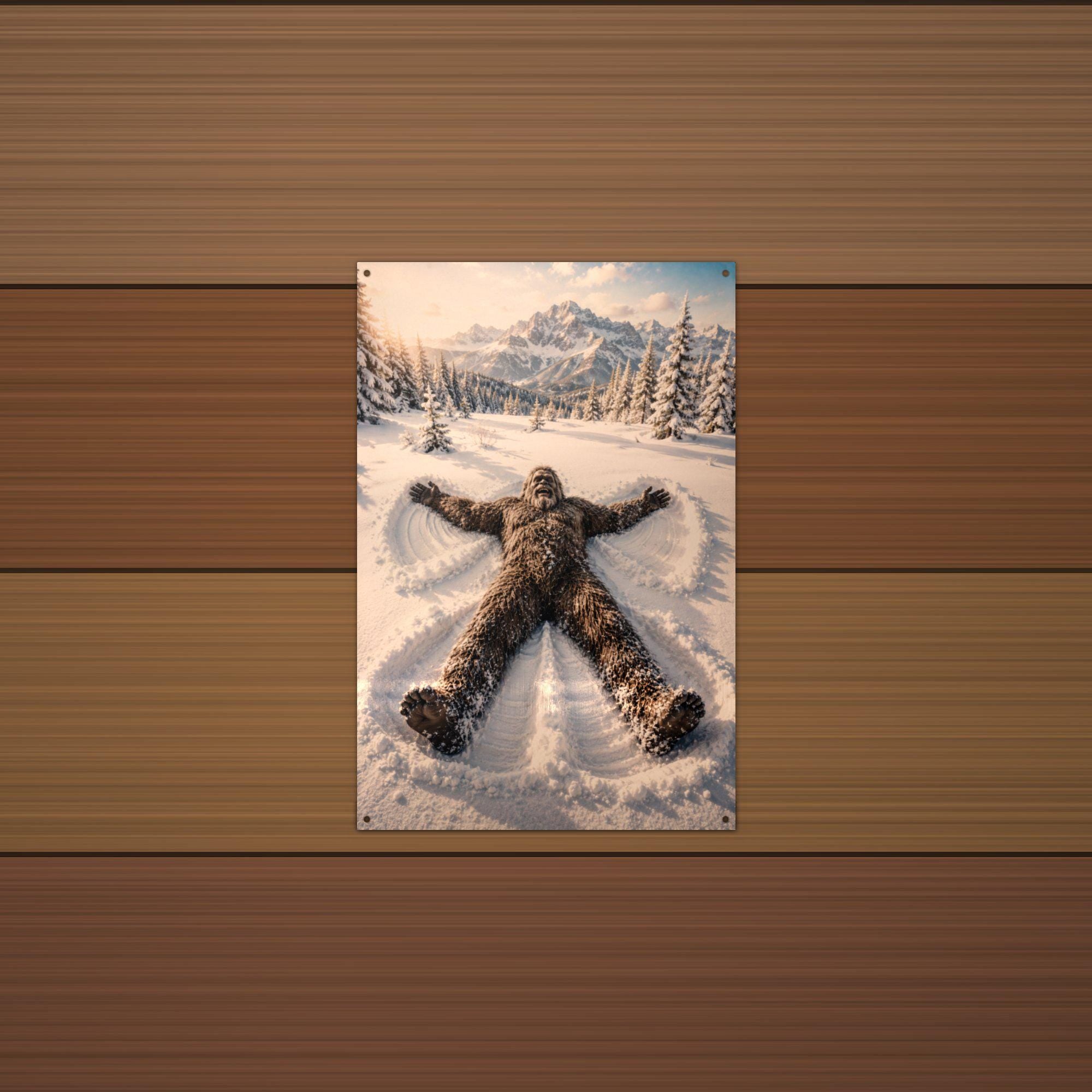 Snow Angel Bigfoot Metal Sign Bigfoot Aluminum Sign — alternate angle