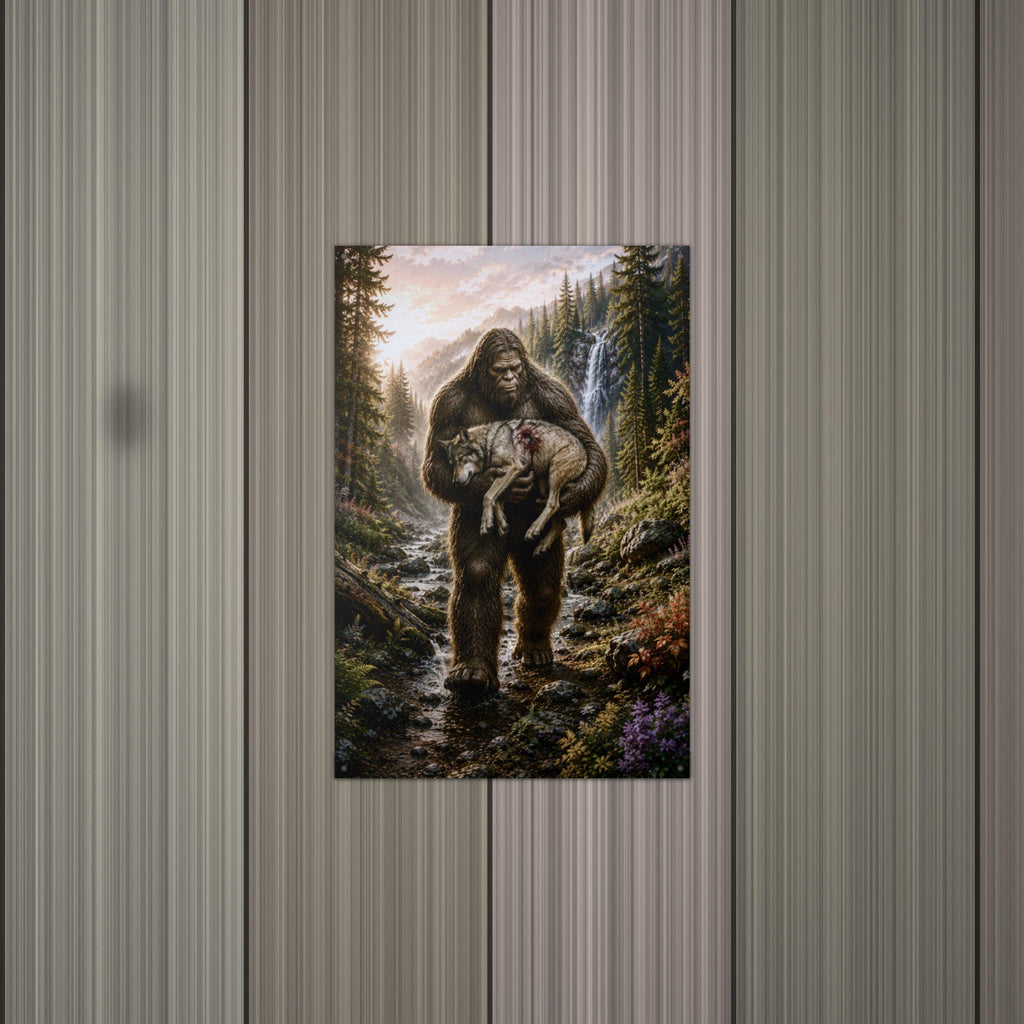 Wolf Pup Rescue Bigfoot Metal Sign Bigfoot Aluminum Sign — alternate angle