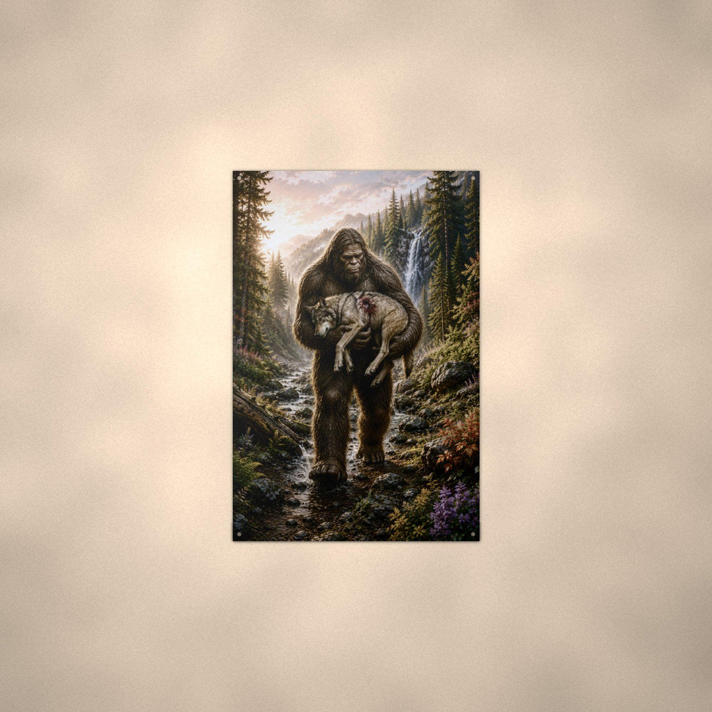 Wolf Pup Rescue Bigfoot Metal Sign Bigfoot Aluminum Sign — alternate angle