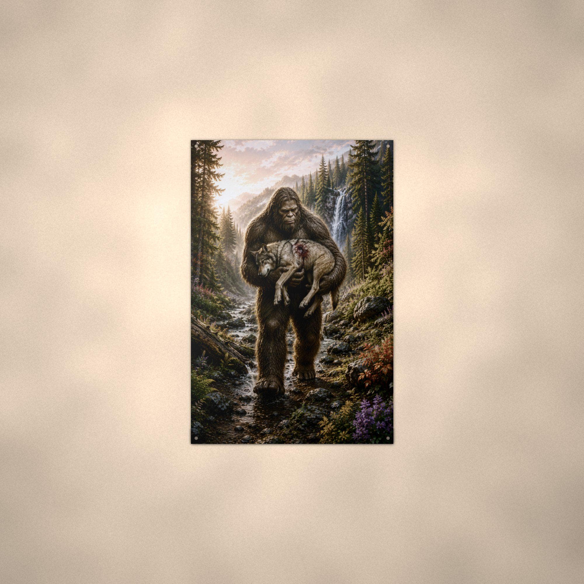 Wolf Pup Rescue Bigfoot Metal Sign Bigfoot Aluminum Sign — alternate angle