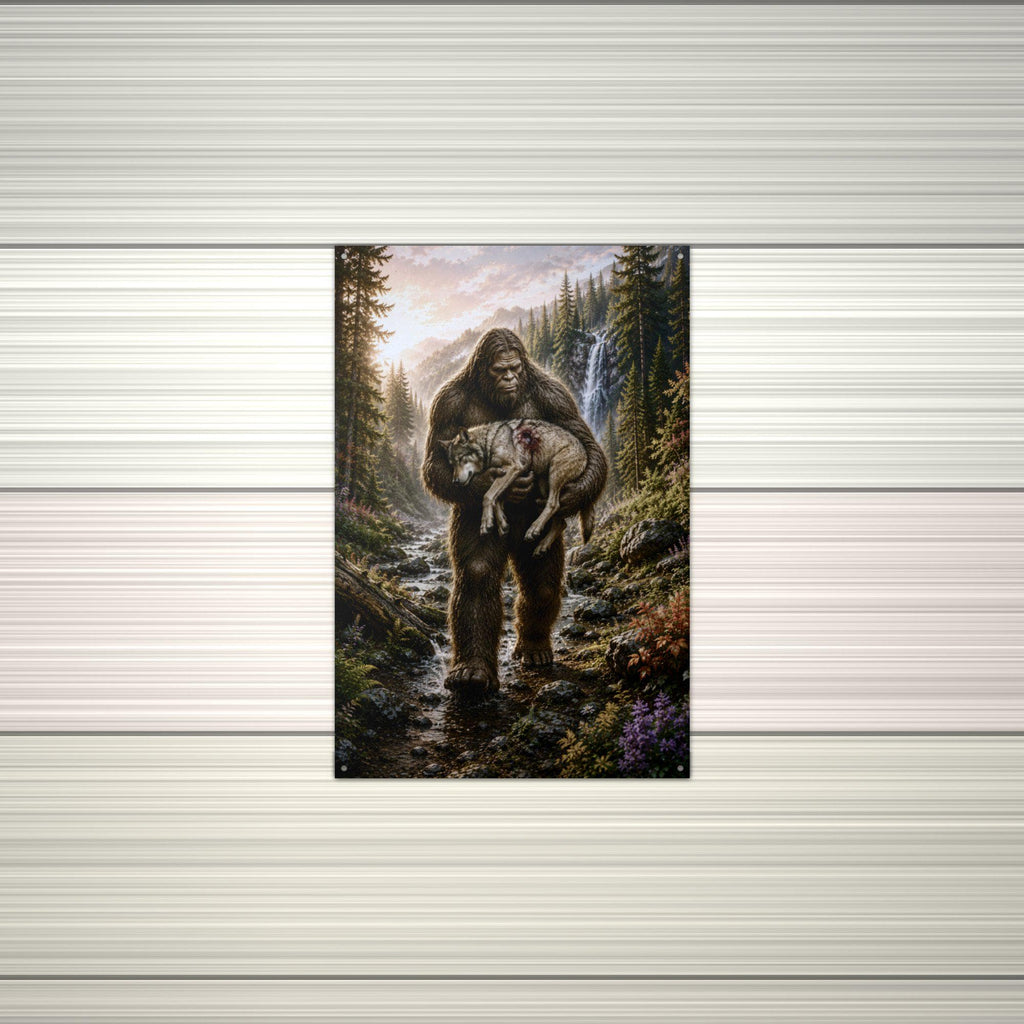 Wolf Pup Rescue Bigfoot Metal Sign Bigfoot Aluminum Sign — alternate angle