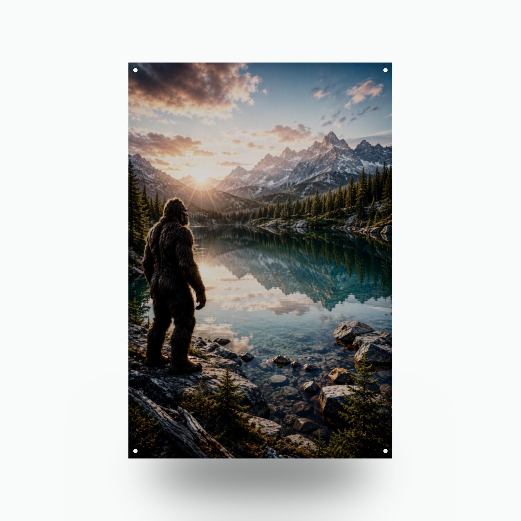 Mirror Lake Bigfoot Metal Sign Bigfoot Aluminum Sign — front view on white background