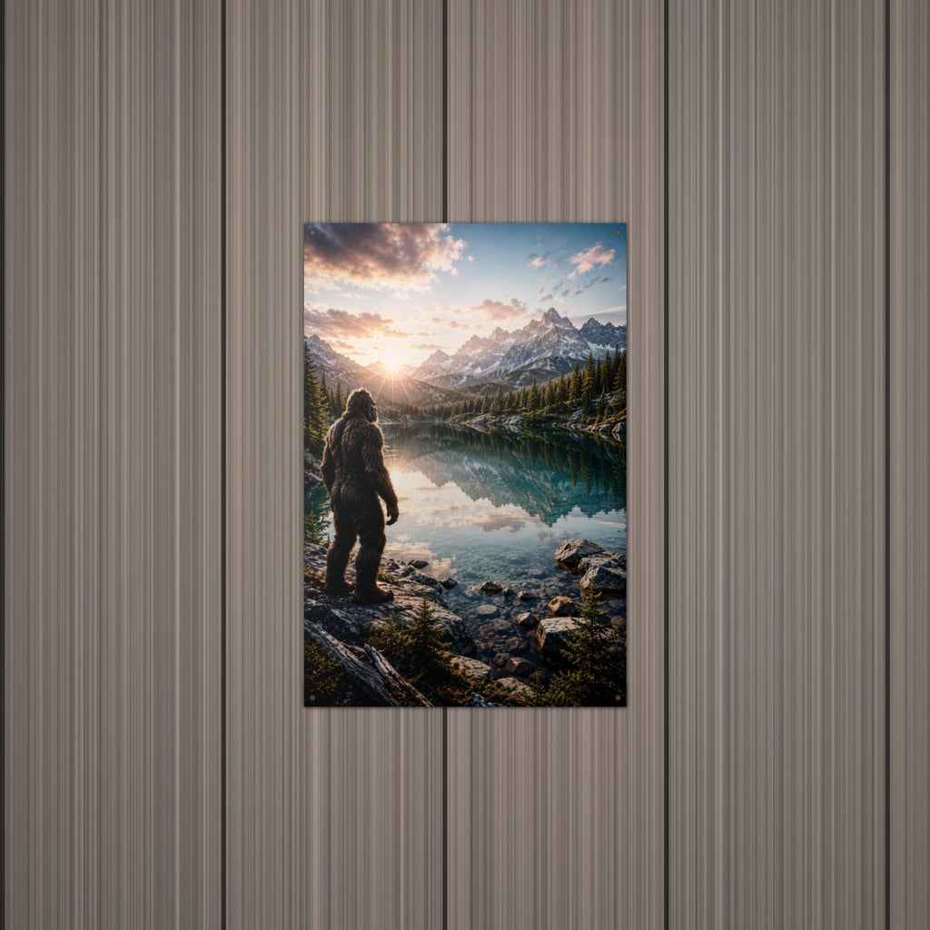 Mirror Lake Bigfoot Metal Sign Bigfoot Aluminum Sign — alternate angle