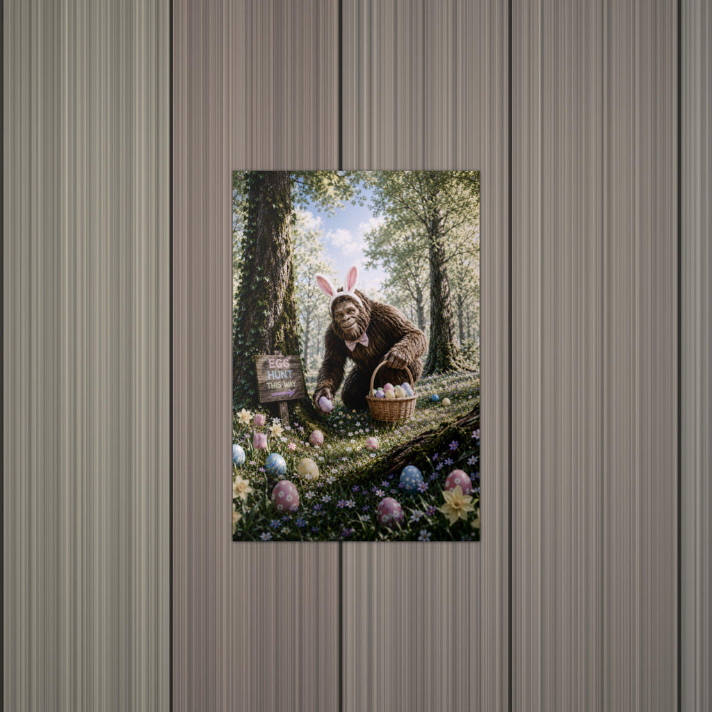 Easter Bigfoot Metal Sign Bigfoot Aluminum Sign — alternate angle