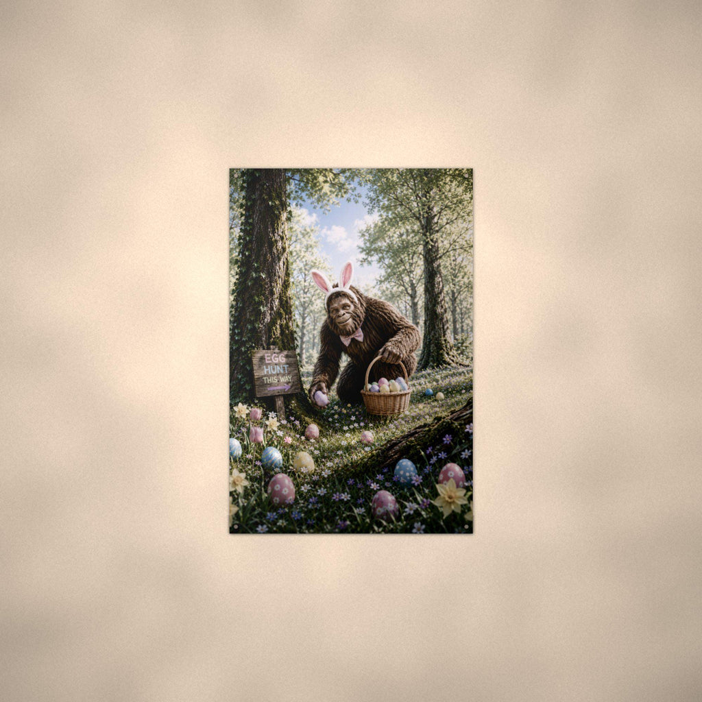 Easter Bigfoot Metal Sign Bigfoot Aluminum Sign — alternate angle