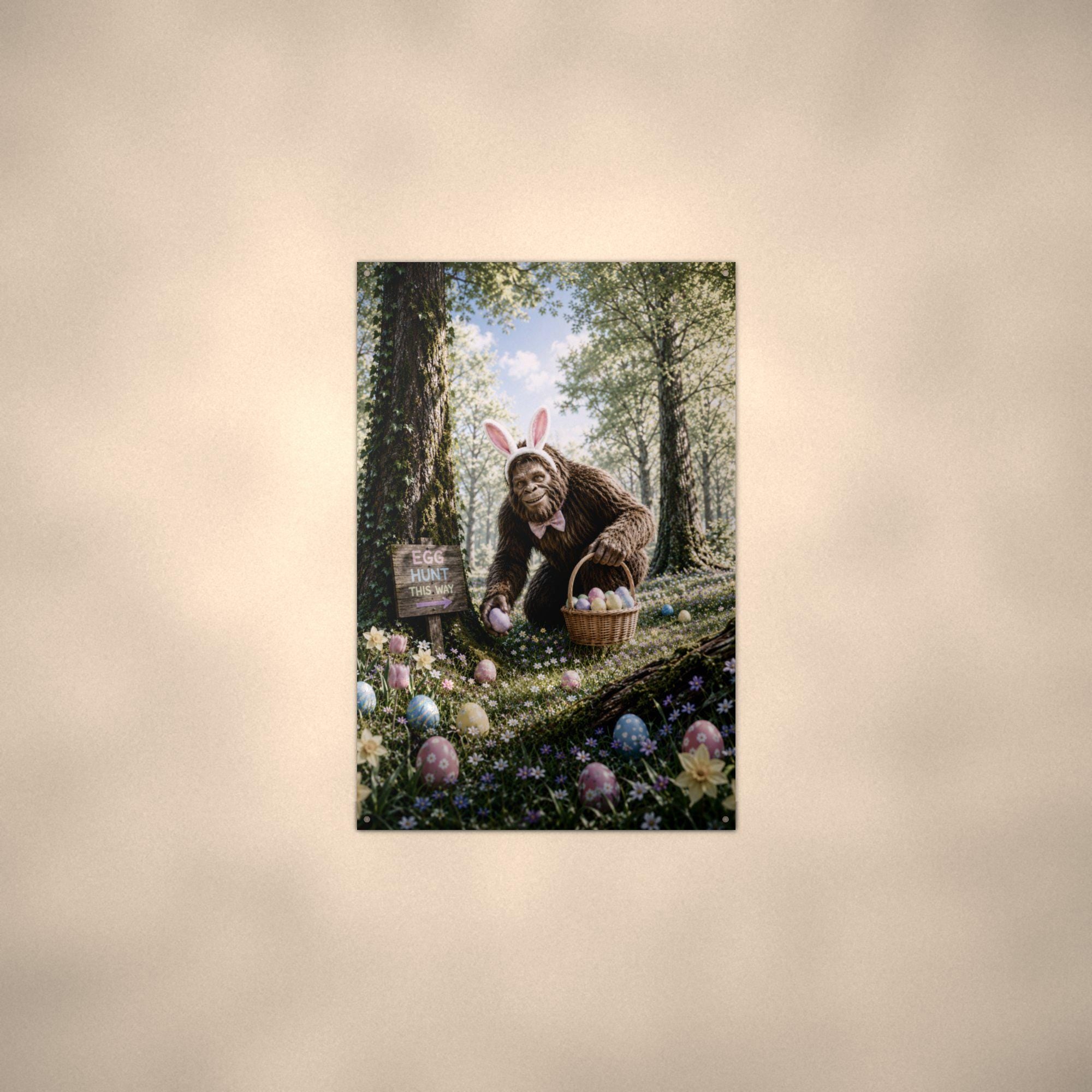 Easter Bigfoot Metal Sign Bigfoot Aluminum Sign — alternate angle