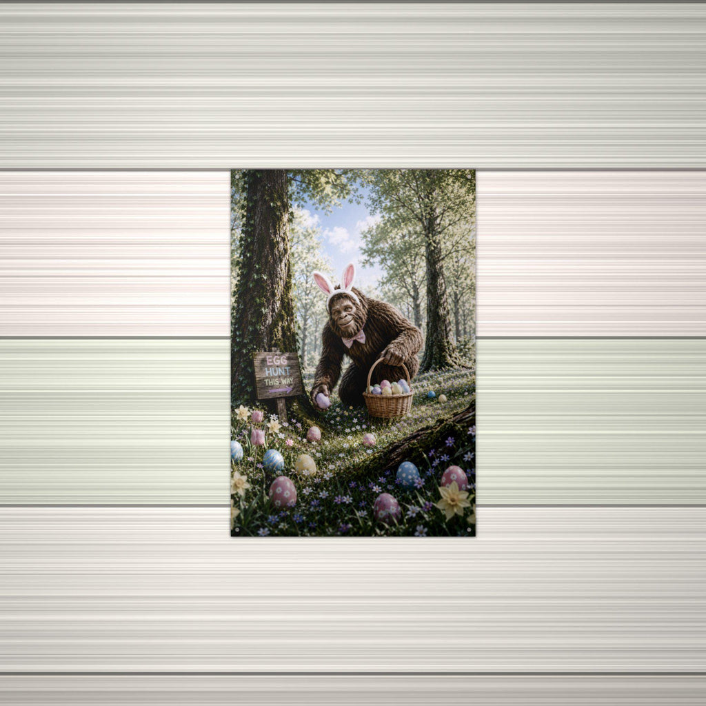 Easter Bigfoot Metal Sign Bigfoot Aluminum Sign — alternate angle