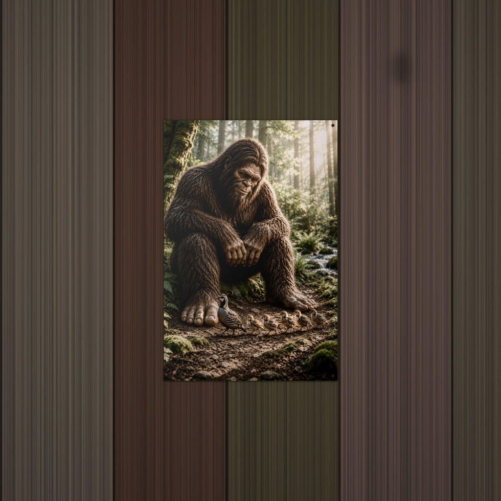 Old Growth Bigfoot Metal Sign Bigfoot Aluminum Sign — lifestyle setting