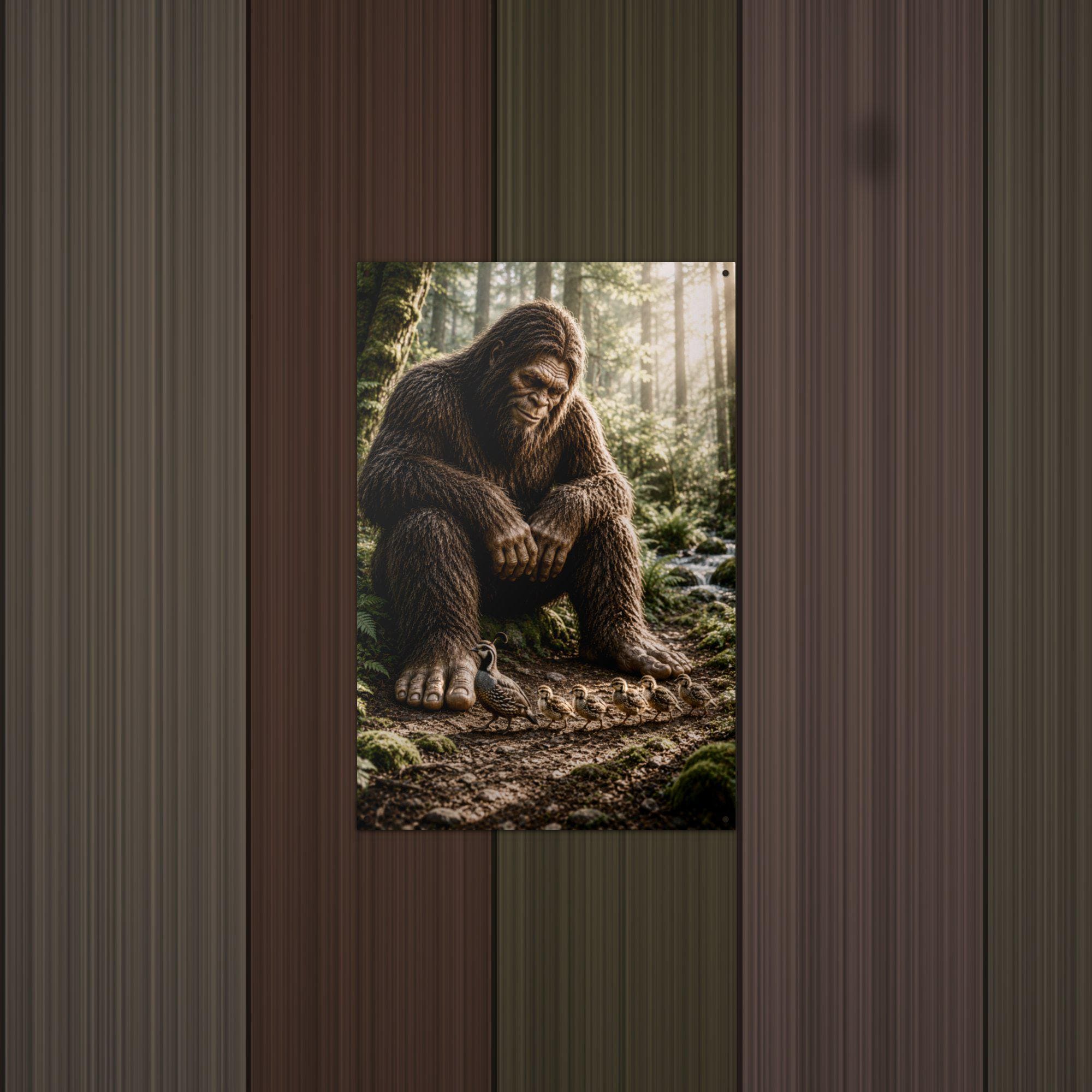 Old Growth Bigfoot Metal Sign Bigfoot Aluminum Sign — lifestyle setting