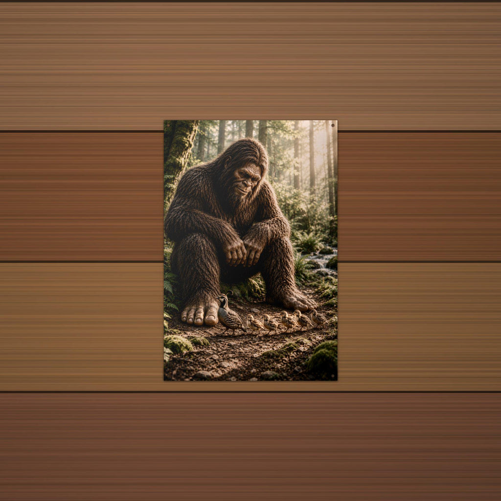 Old Growth Bigfoot Metal Sign Bigfoot Aluminum Sign — detail view