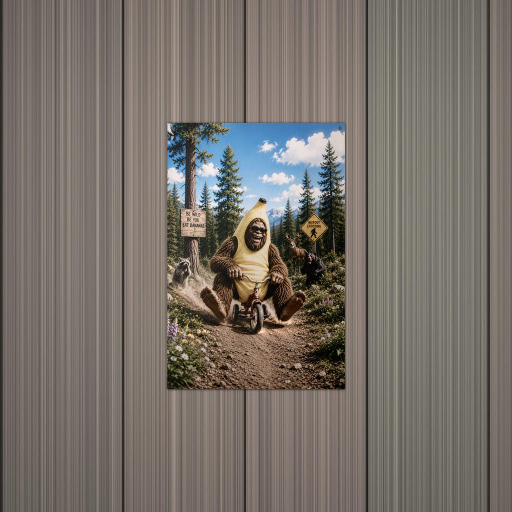 Banana Bike Bigfoot Metal Sign Bigfoot Aluminum Sign — alternate angle