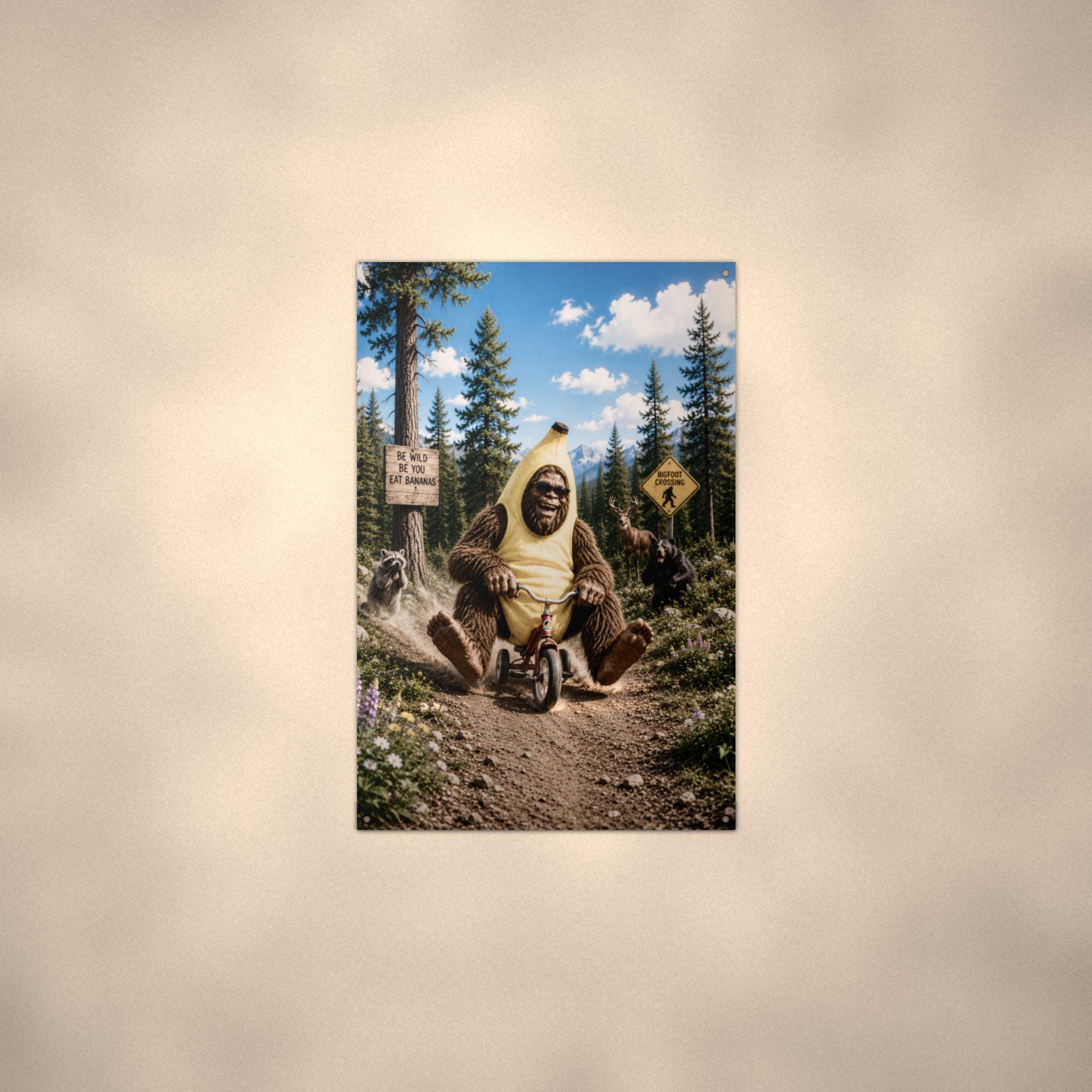 Banana Bike Bigfoot Metal Sign Bigfoot Aluminum Sign — alternate angle