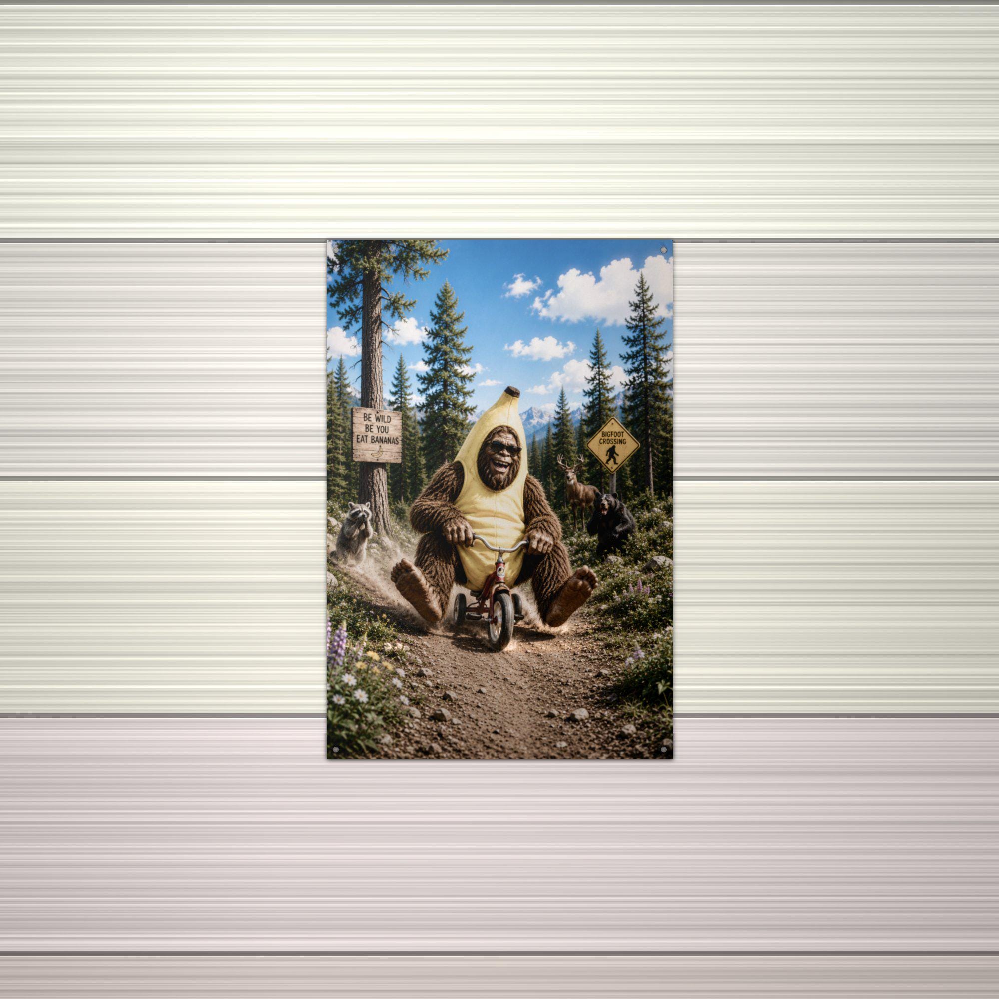Banana Bike Bigfoot Metal Sign Bigfoot Aluminum Sign — alternate angle
