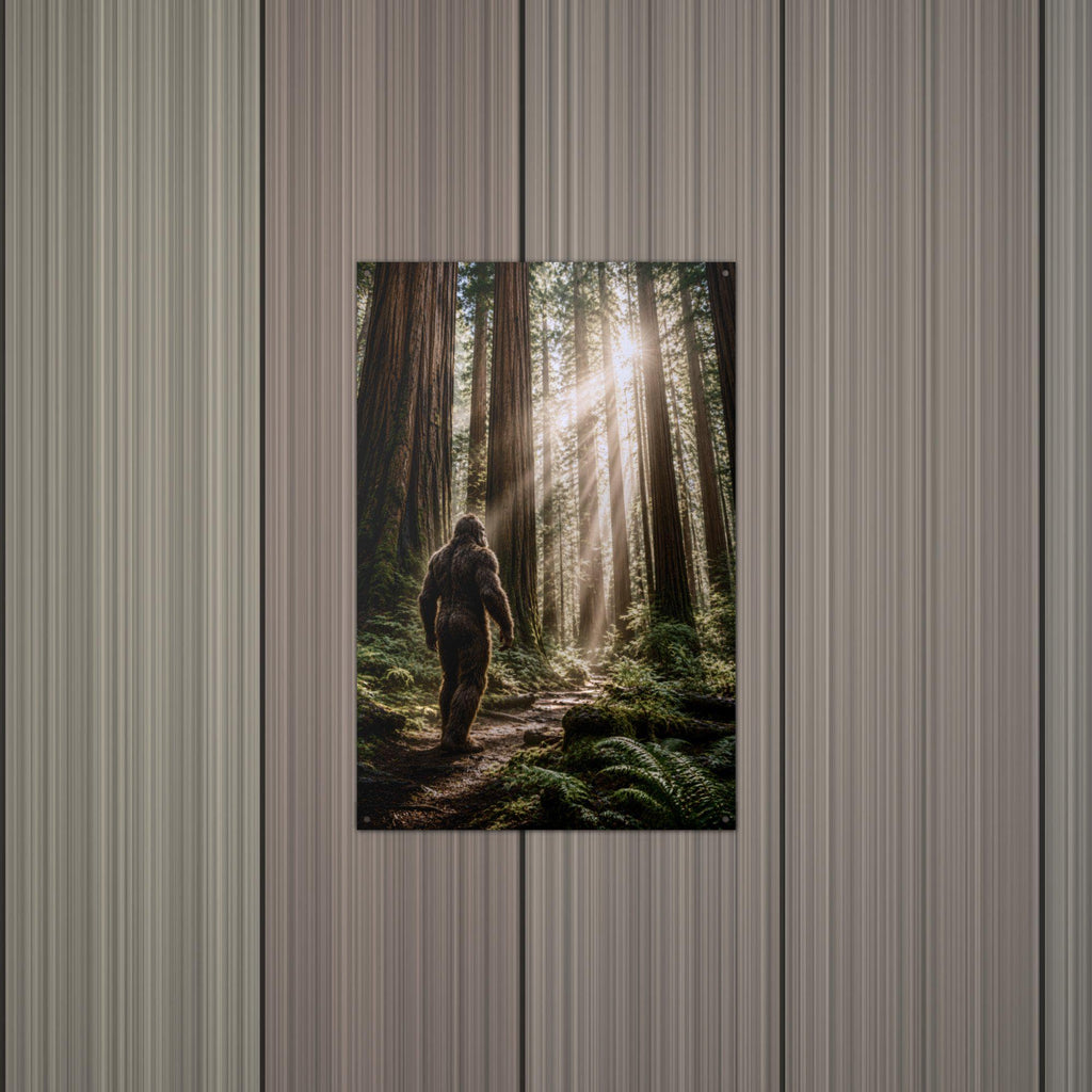 Redwood Wanderer Bigfoot Metal Sign Bigfoot Aluminum Sign — alternate angle