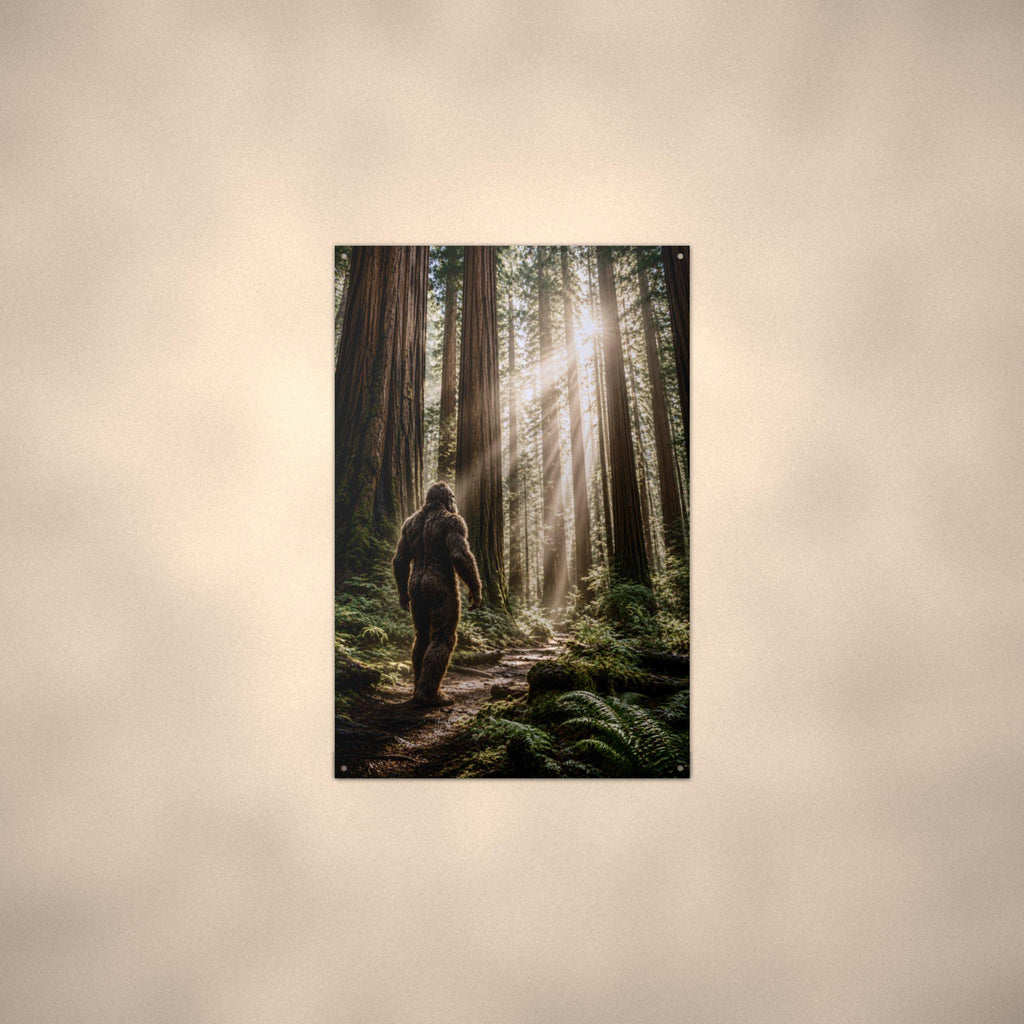 Redwood Wanderer Bigfoot Metal Sign Bigfoot Aluminum Sign — alternate angle