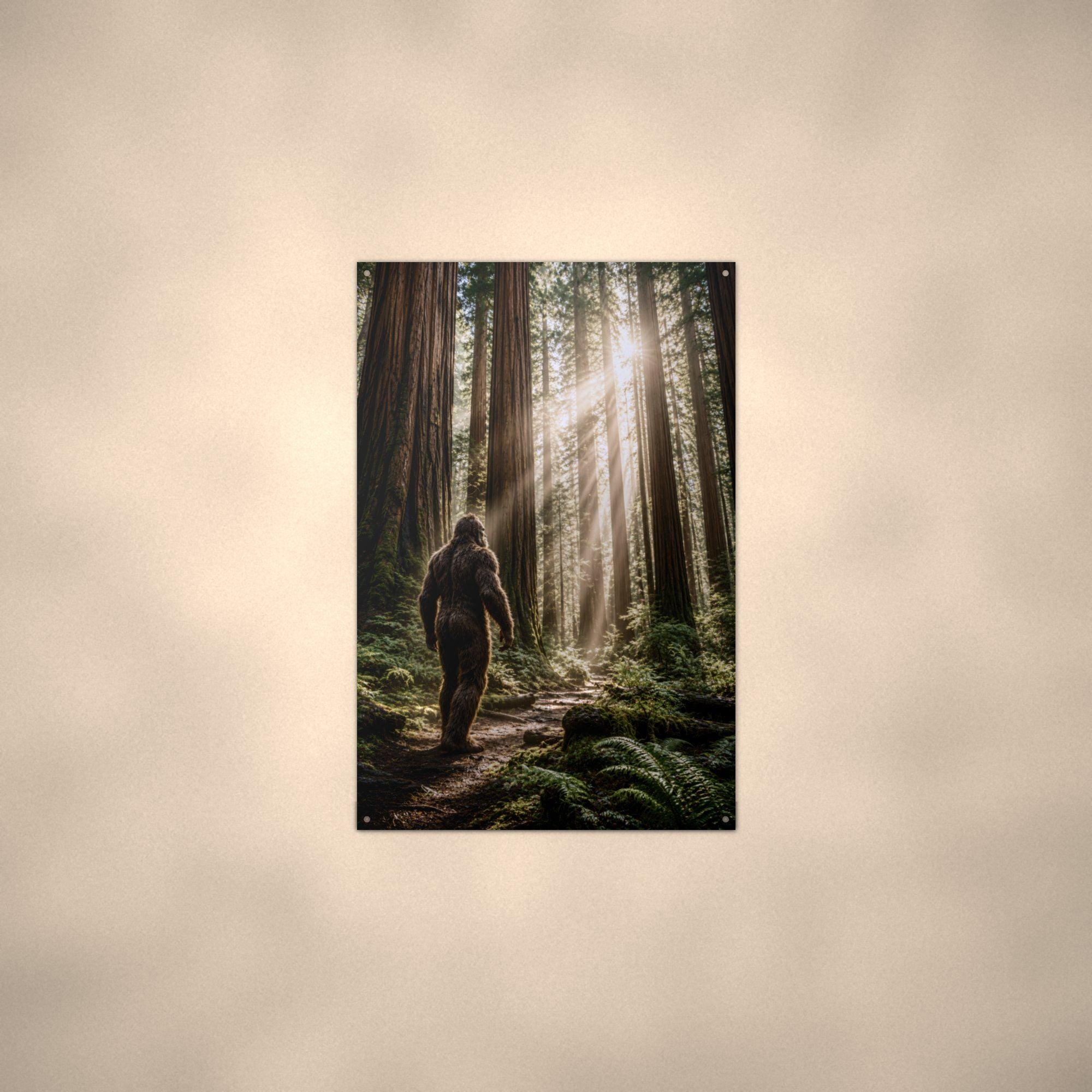 Redwood Wanderer Bigfoot Metal Sign Bigfoot Aluminum Sign — alternate angle