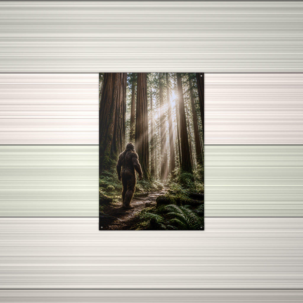 Redwood Wanderer Bigfoot Metal Sign Bigfoot Aluminum Sign — alternate angle