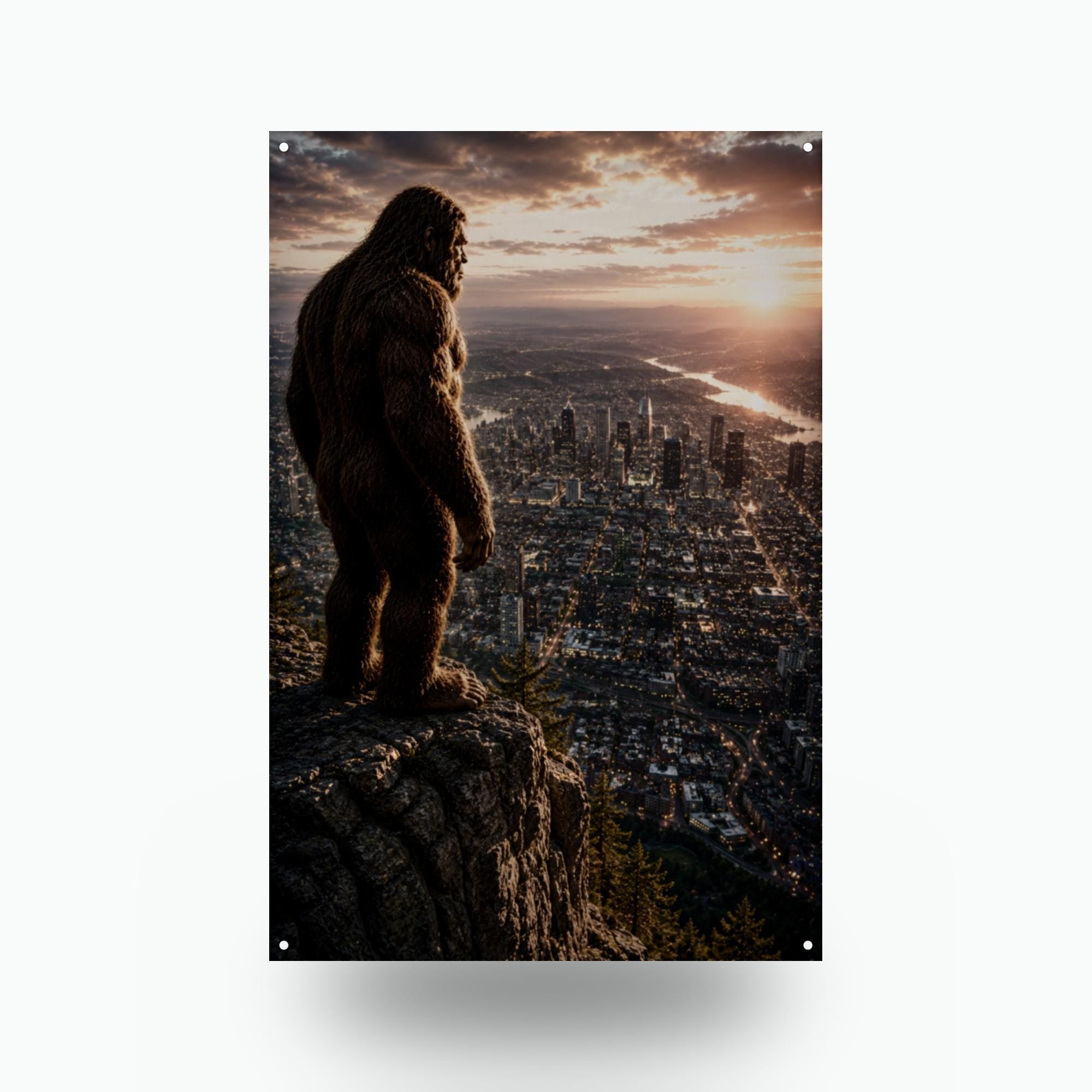 City Lights Bigfoot Metal Sign Bigfoot Aluminum Sign — front view on white background