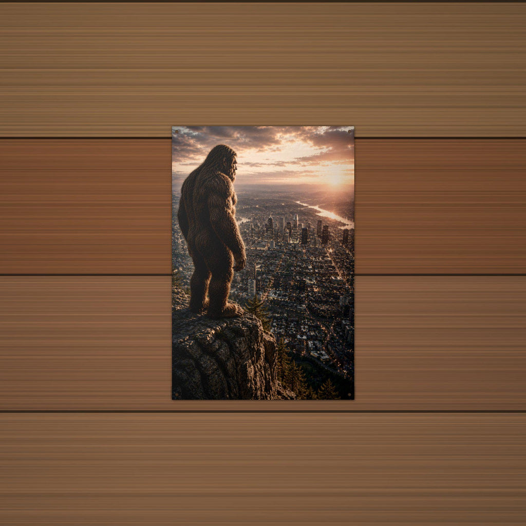 City Lights Bigfoot Metal Sign Bigfoot Aluminum Sign — detail view