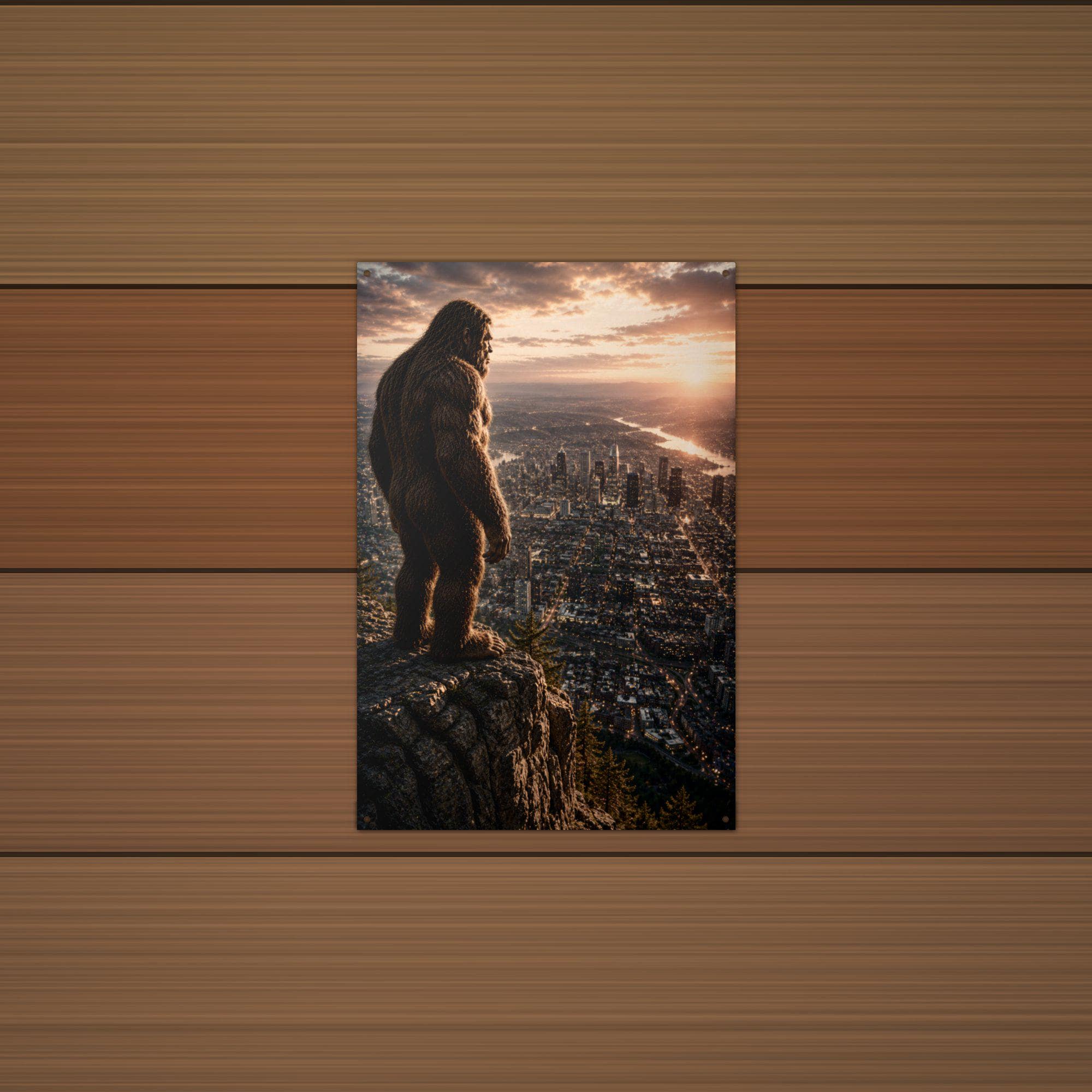 City Lights Bigfoot Metal Sign Bigfoot Aluminum Sign — detail view